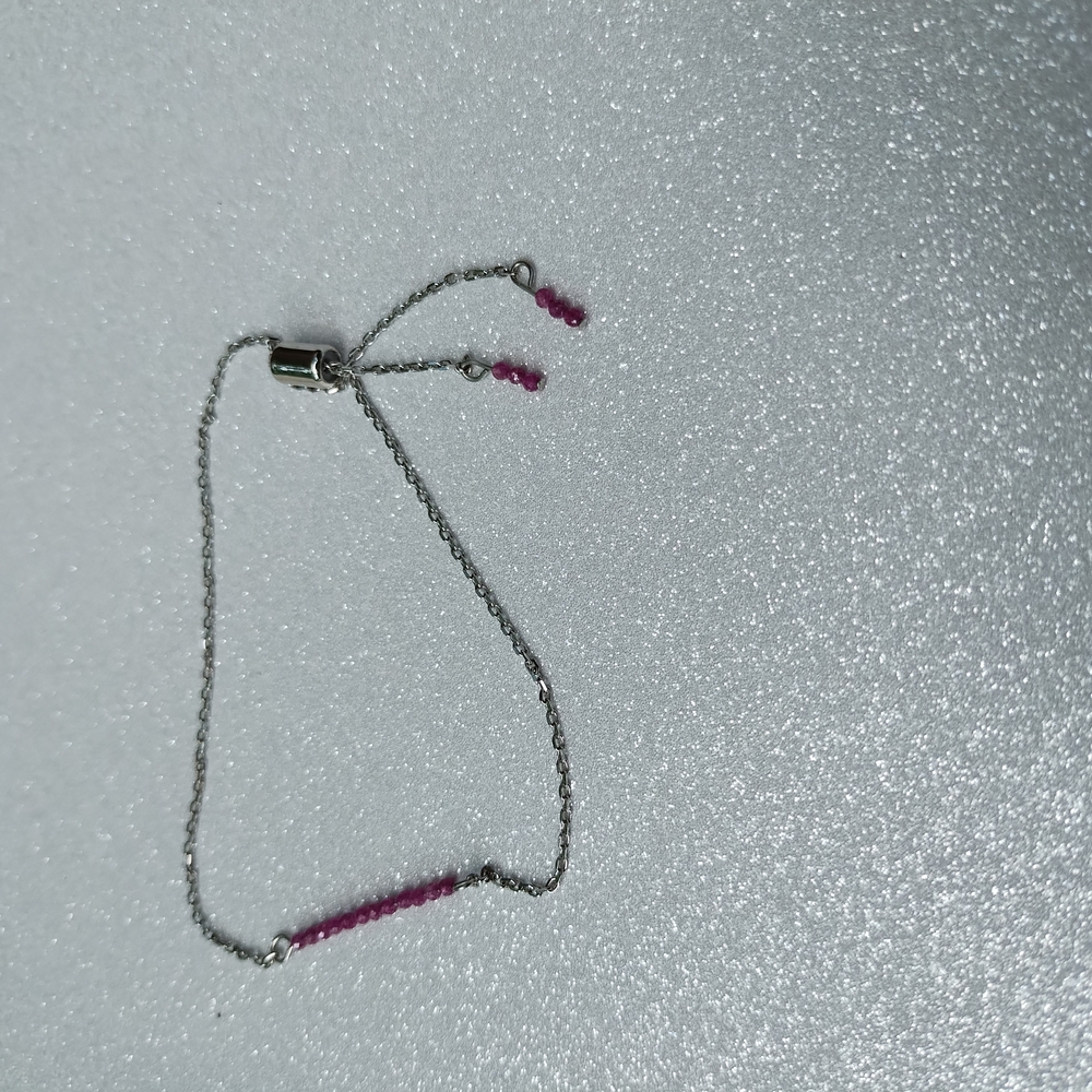 Elegant Silver and Ruby Beaded Bracelet